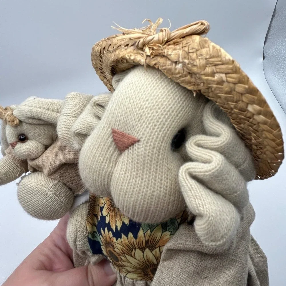 Little Lops by Our Secret 1996‎ First Edition Bunny Rabbit with Baby Straw Hat